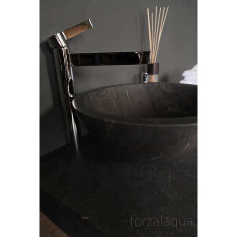 Forzalaqua Roma Vasque 40x40x15cm Ronde Pierre naturelle Pierre bleue adoucie FO100001